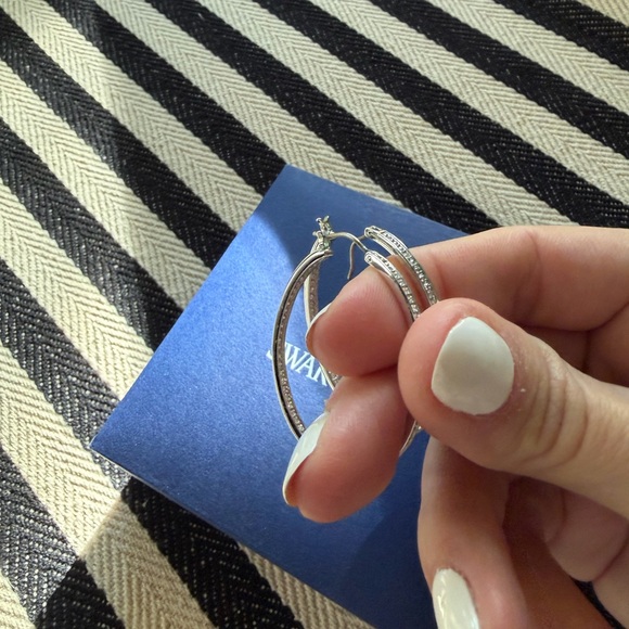 Swarovski Silver Crystal Hoop Earrings - Picture 2 of 5